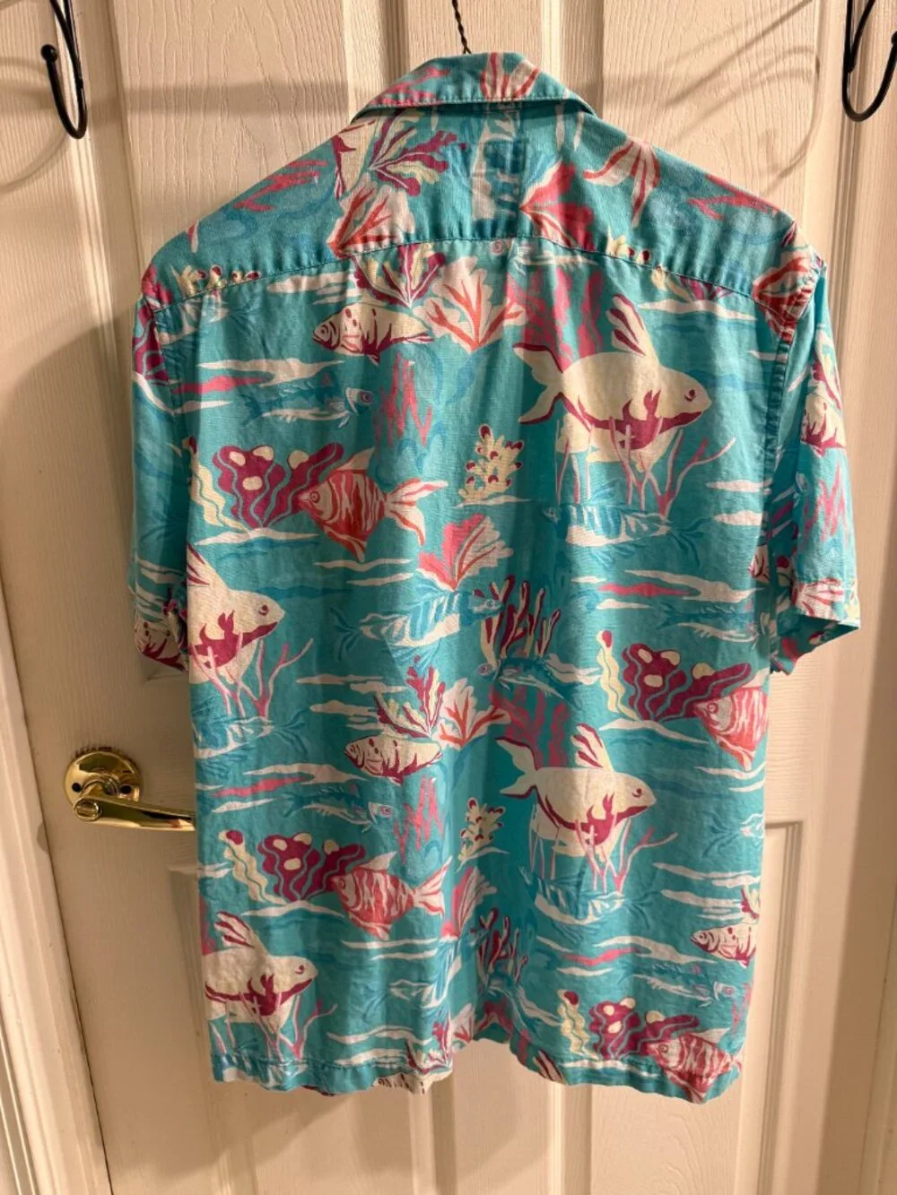 J. Crew Short-Sleeve Hawaiian Shirt, Tropical Sea Teal Multi, Men's Medium